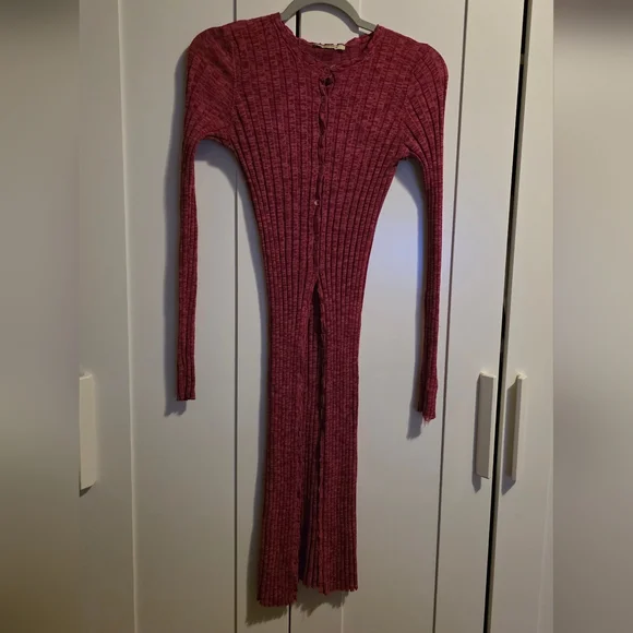 Paloma Wool Mayo Knit Cardigan Fuschia Button Down Dress Cover Up  XS FLAWED - Picture 4 of 10